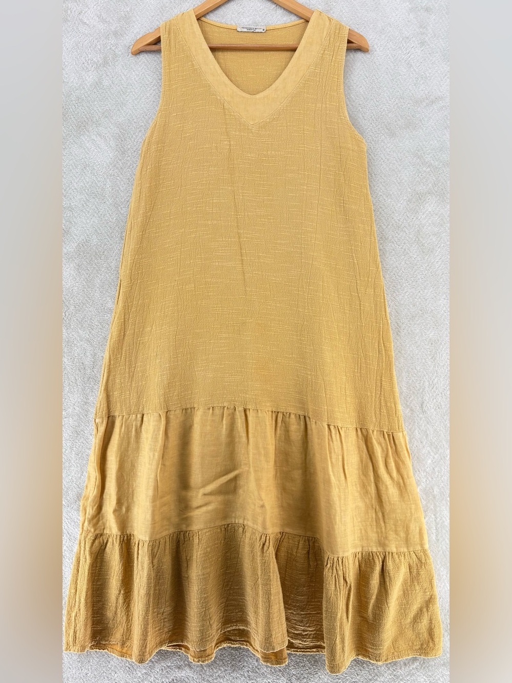 Francesca Bettini Italy Yellow Linen Sleeveless Midi Sundress